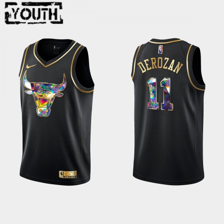 Maillot Basket Chicago Bulls DeMar DeRozan 11 Nike 2021-22 Noir Golden Edition 75th Anniversary Diamond Swingman - Enfant